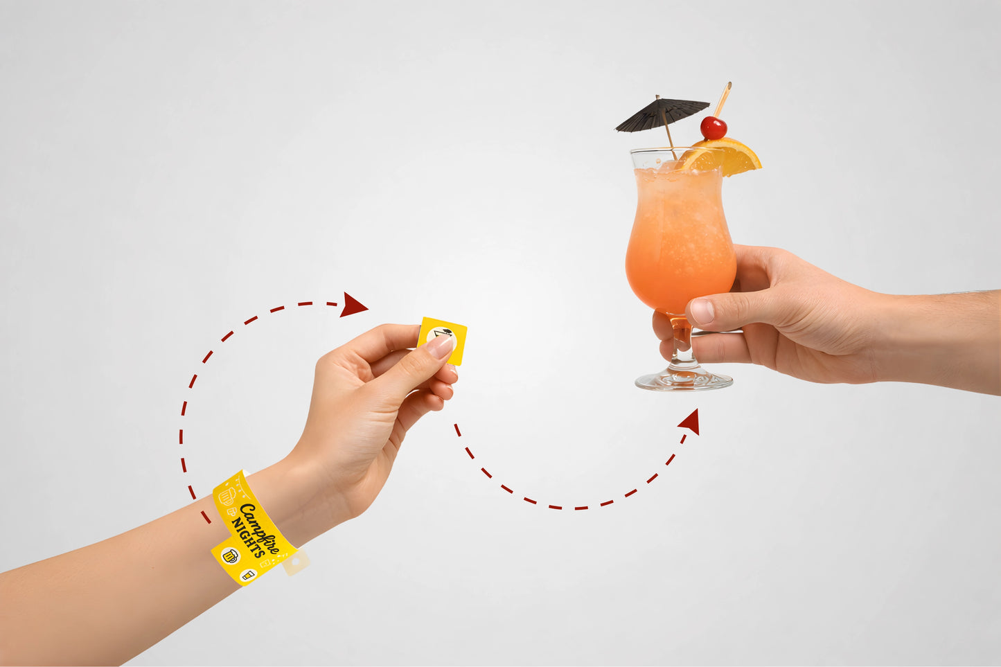 Bracelet d'entrée avec billet détachable