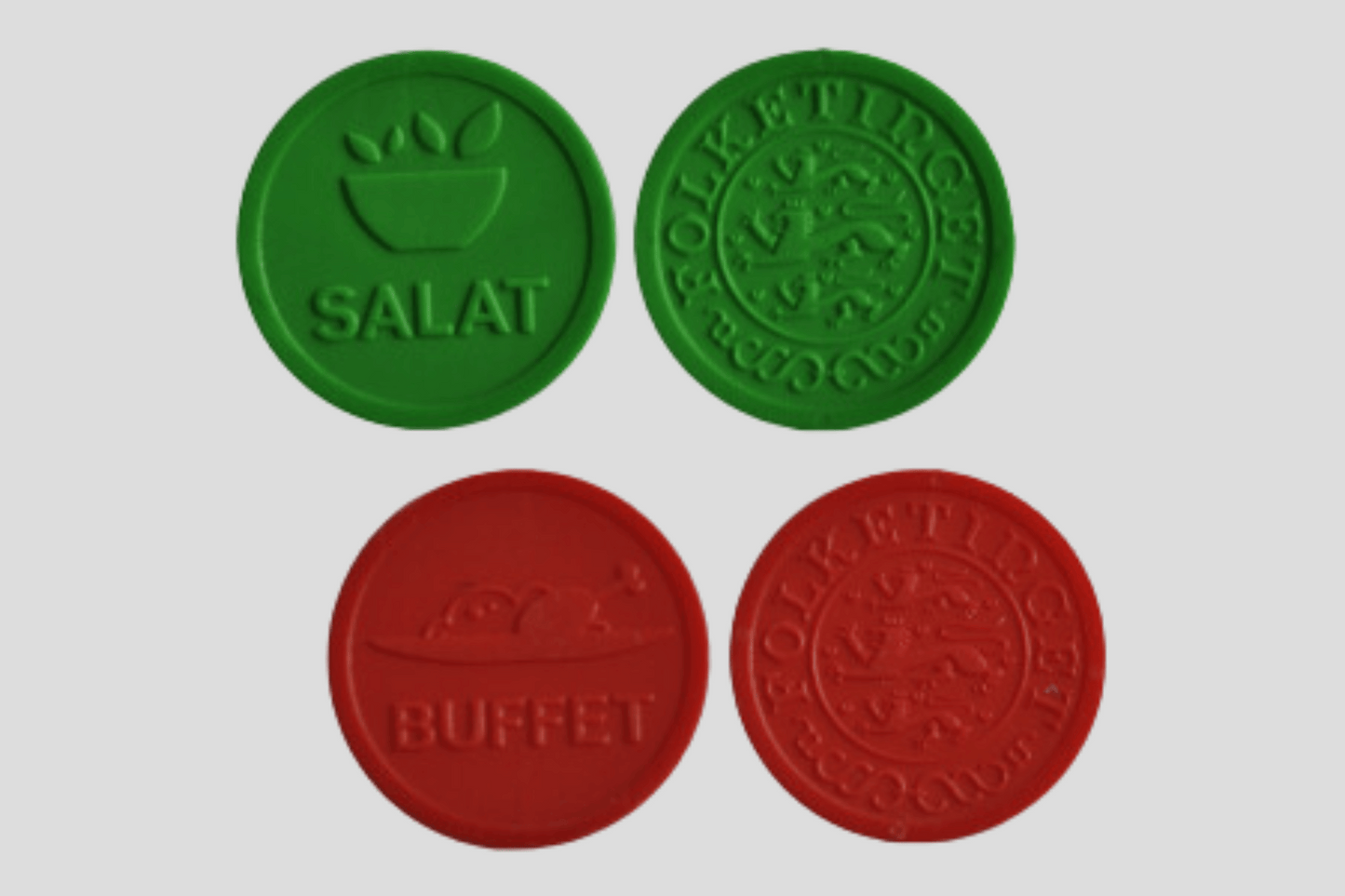 Tokens en plastique en relief