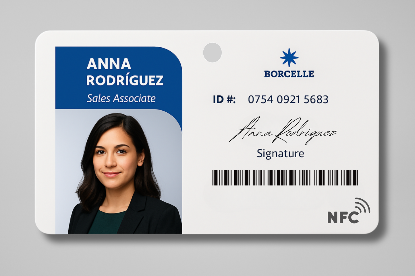 Une photo d'une carte d'identité pour le personnel avec NFC