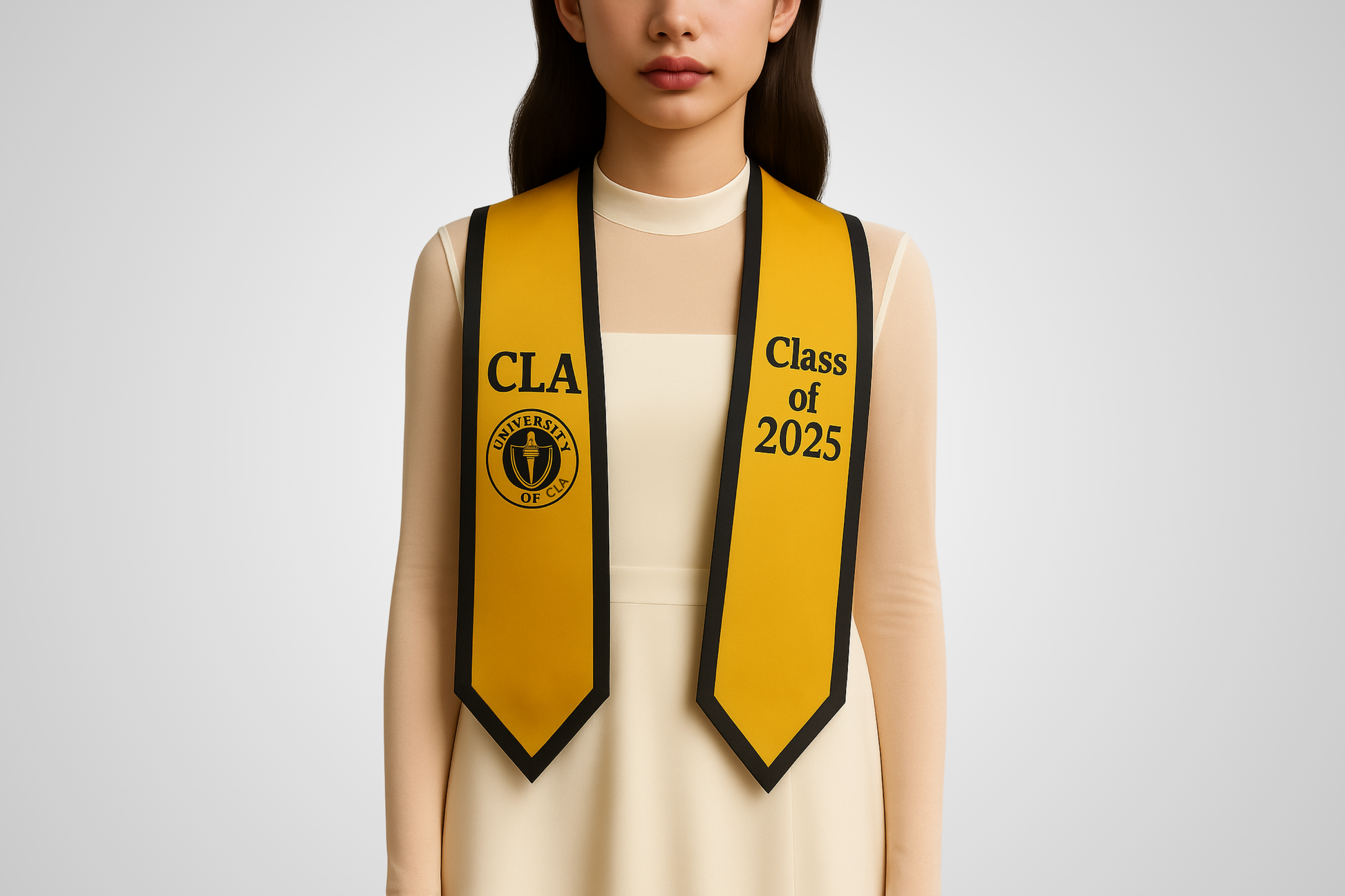 Une photo d'une bande de remise des diplômes avec un design personnalisé