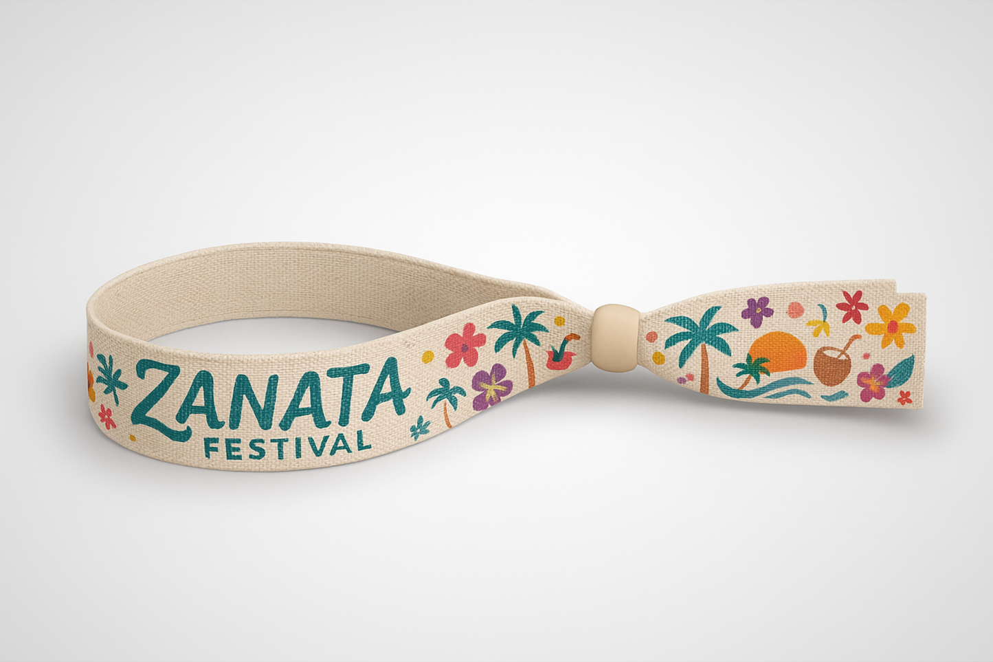 Une photo d'un bracelet en tissu de coton avec impression en couleur