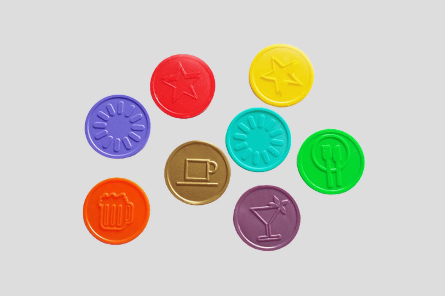 Jetons en plastique en relief dans les jetons en stock JM Band®