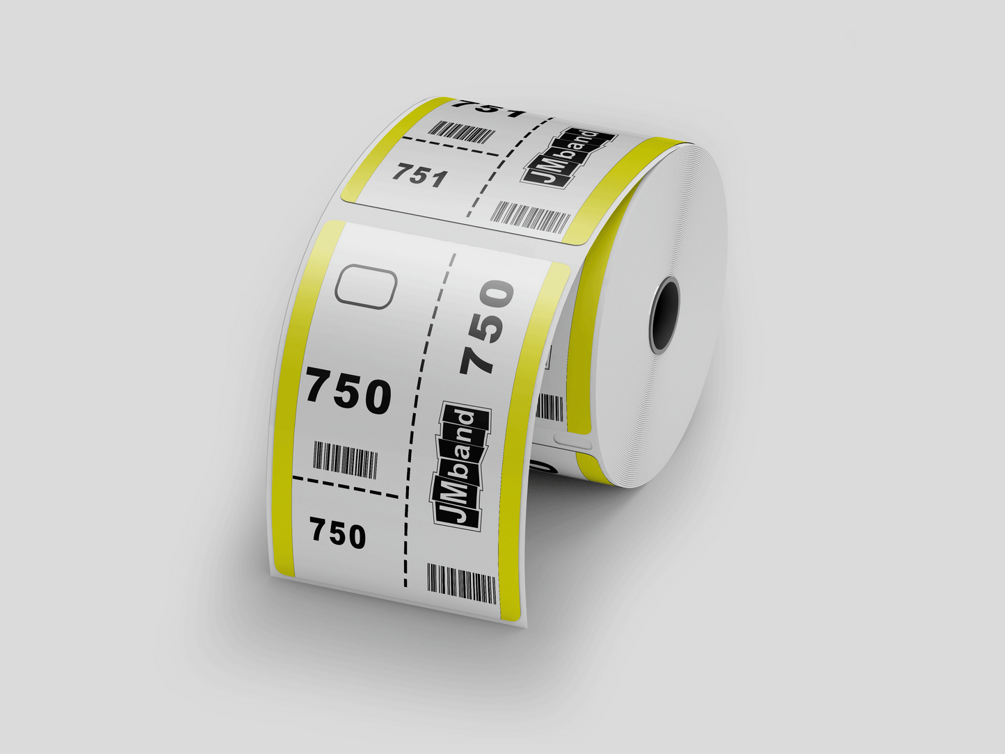 Billets de vestiaire en 3 parties avec billets d'impression JM Band® 100 jaune