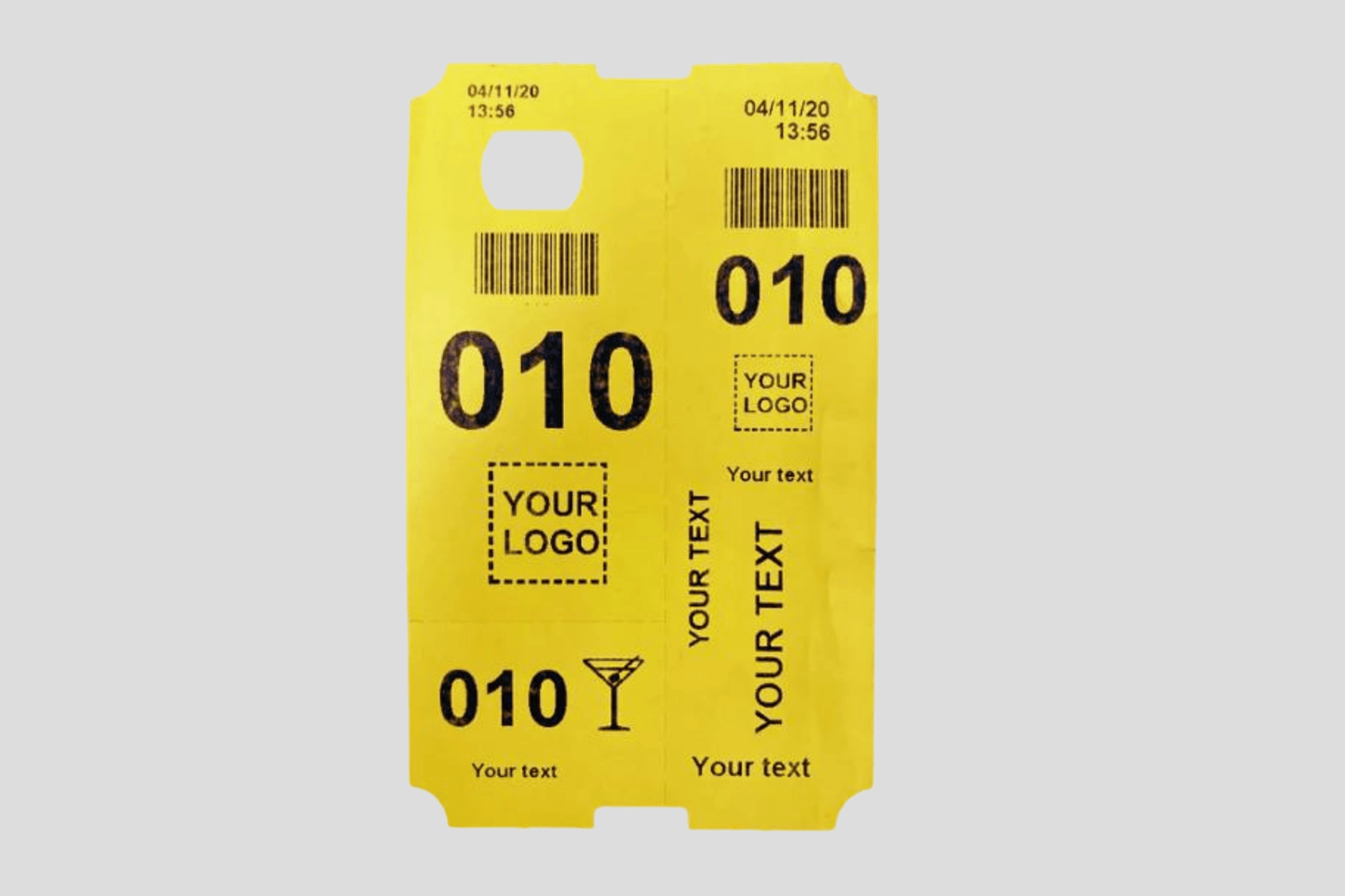 Billets de vestiaire en 3 parties avec billets d'impression JM Band®