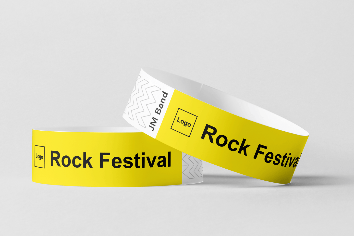 Bracelet en papier - bracelets en papier imprimé noir JM Band® 10 jaune