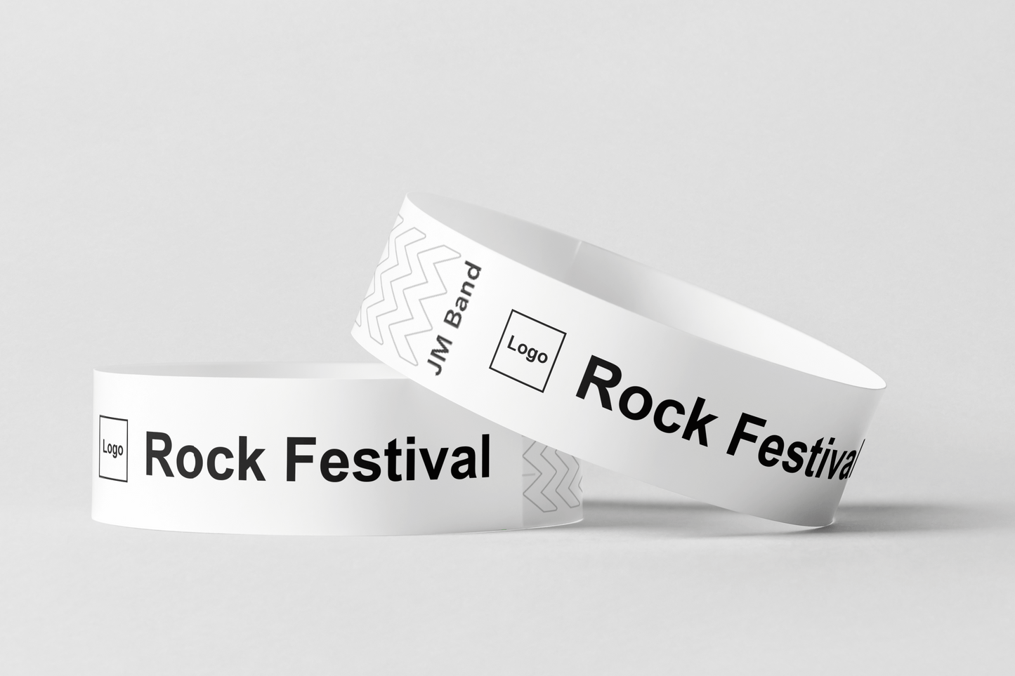 Bracelet en papier - bracelets en papier imprimé noir JM Band® 10 blanc