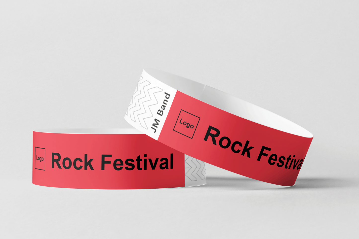 Bracelets papier imprimés de JM Band®. Achetez des bracelets de papier en rouge ici.