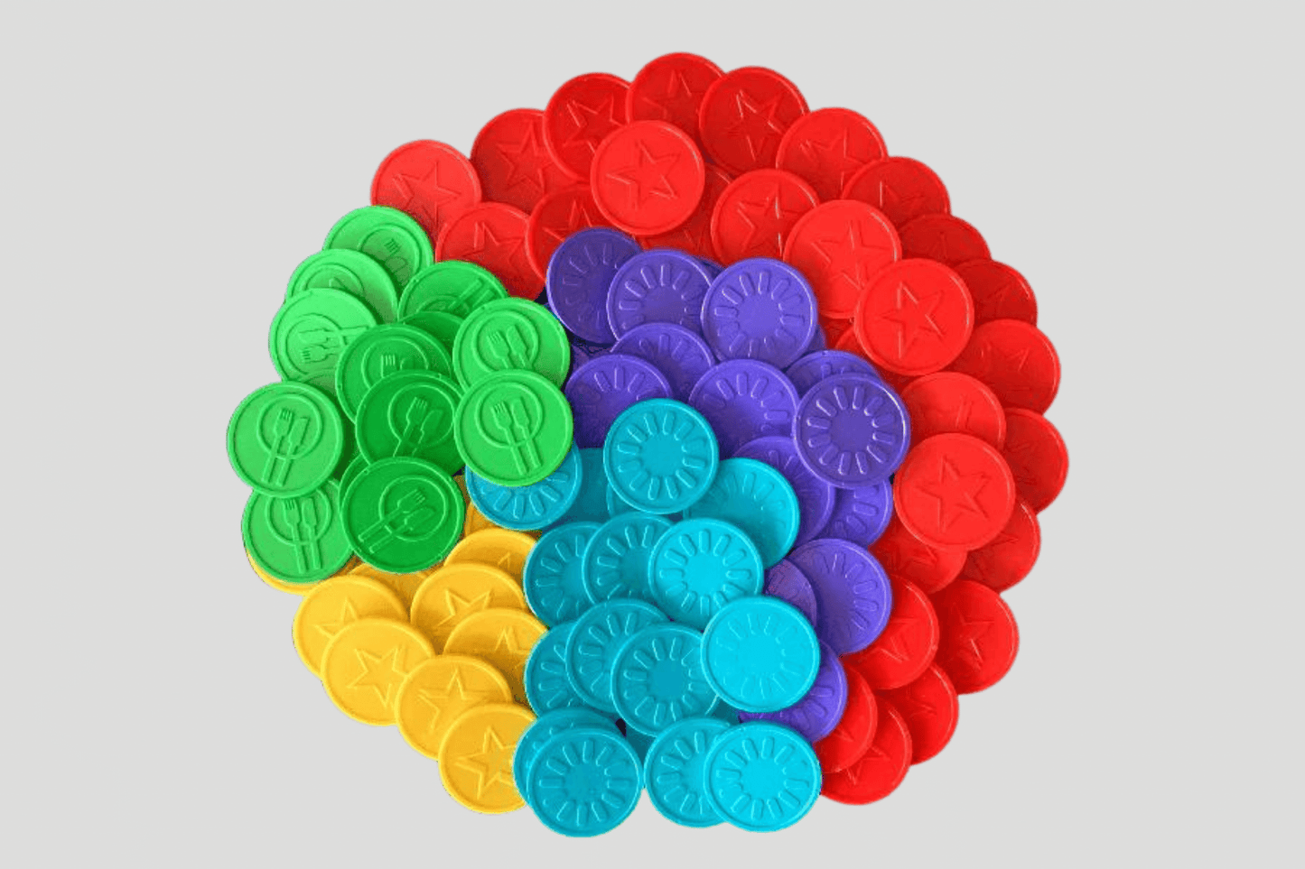 Jetons en plastique en relief dans les jetons en stock JM Band®