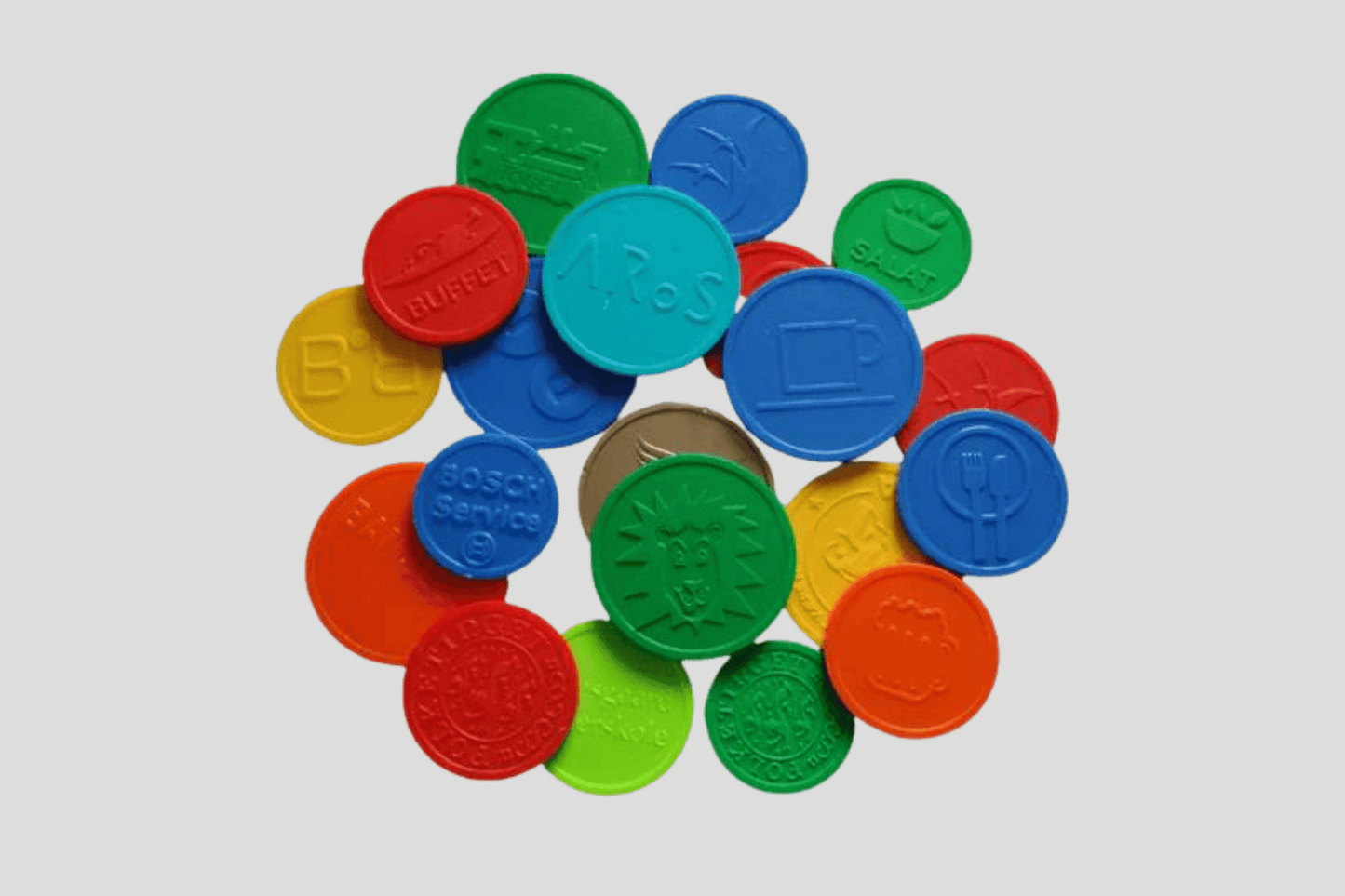 Tokens en plastique en relief