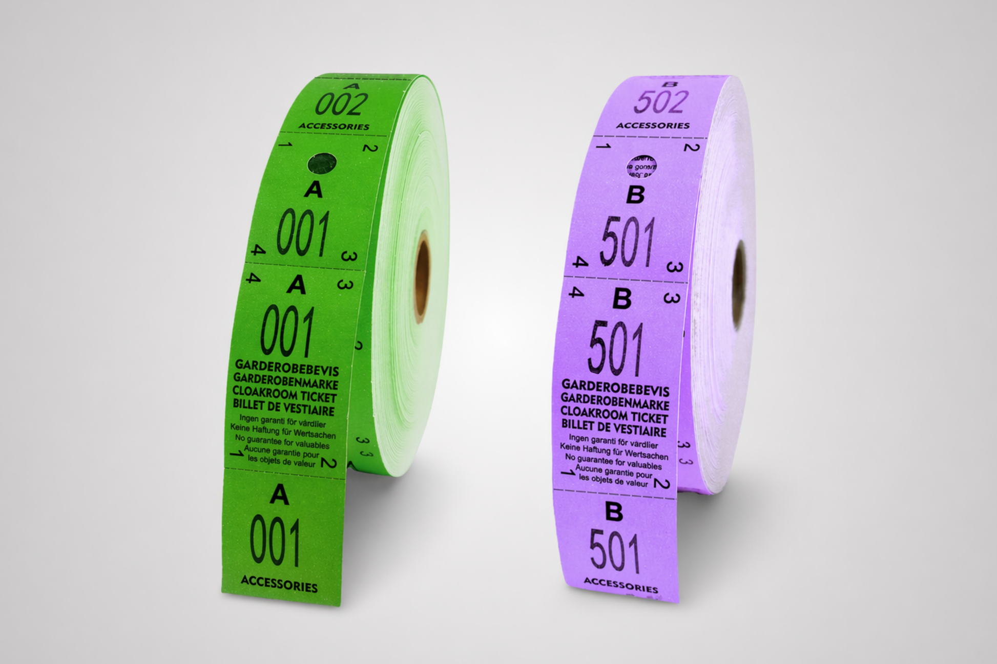 Billets de vestiaire en 3 parties en couleurs de JM Band®