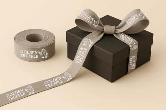 Geschenkband aus Bambusstoff mit Siebdruck
