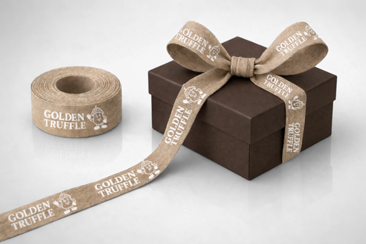 Geschenkband aus Bambusstoff mit Siebdruck