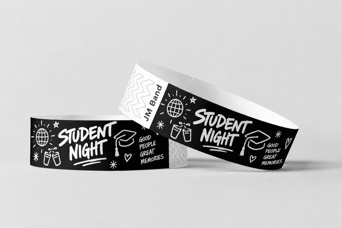 Bracelets papier avec impression blanche