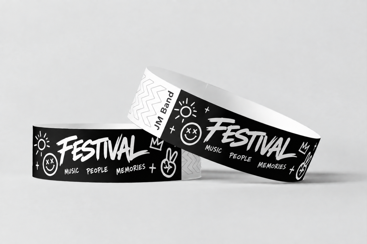 Bracelets papier avec impression blanche