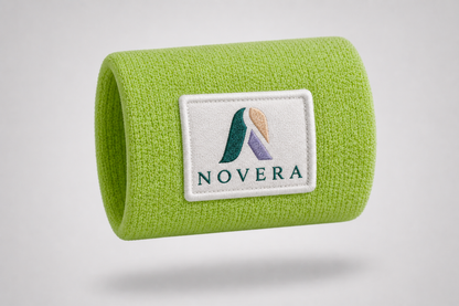 Bracelet éponge vert avec logo et texte brodés – bracelet personnalisé par JM Band®