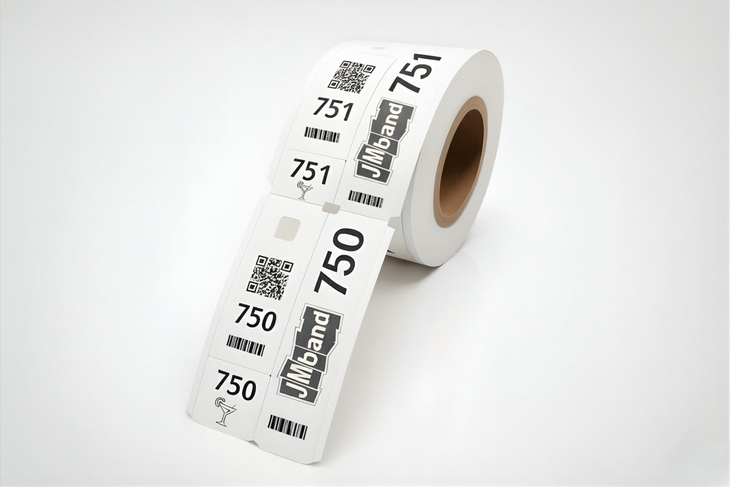 Tickets thermiques en 3 parties (1000 pièces) en rouleau