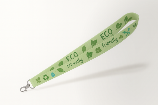 Une photo d'un cordon de clé compostable avec impression couleur