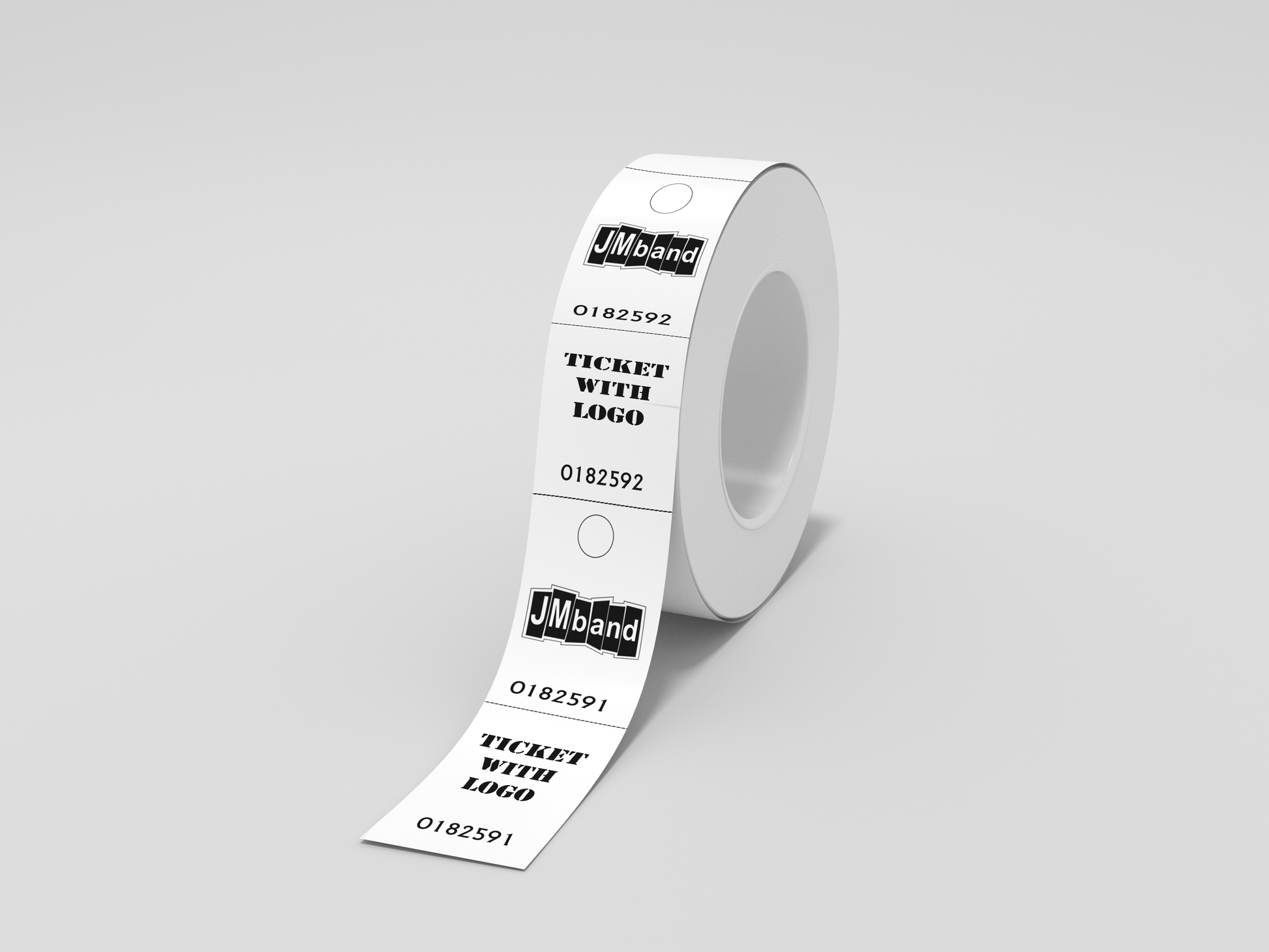 Billets de vestiaire en 2 parties avec billet imprimé JM Band Ch 100 White