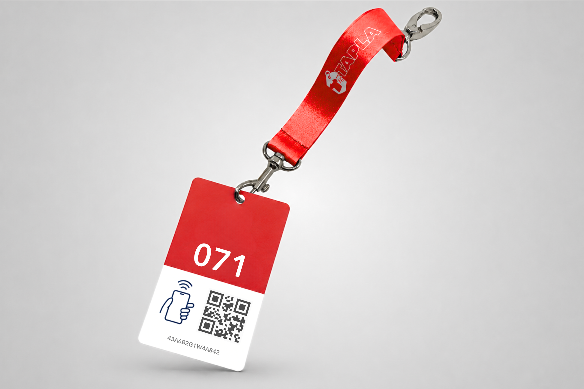 Étiquettes de vestiaire rouges avec NFC et code QR de JM Band®