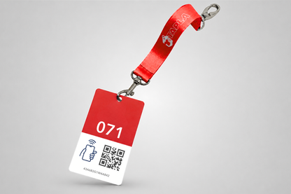 Étiquettes de vestiaire rouges avec NFC et code QR de JM Band®