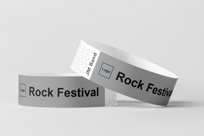 Bracelet en papier - bracelets en papier imprimé noir JM Band® 10 Gray