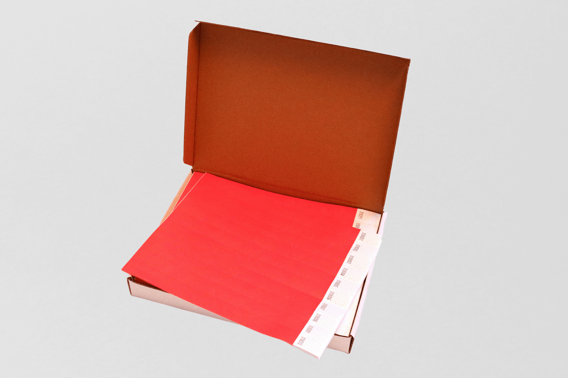Boîte de bracelets en papier de 1000 - bracelets en papier en papier pain JM Band CH 1 Red